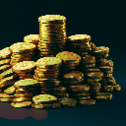piles of gold coins, gold piled up high