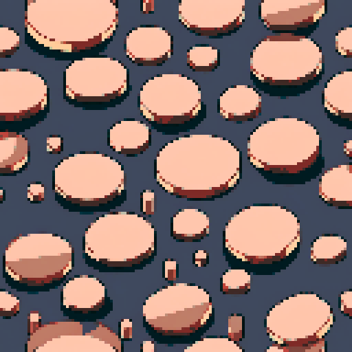 I want a horizontally wide circular copper platform. I want this object usable an asset in a videogame, meaning only one object per image, outlined with a strong black stroke, on a solid-color background. 