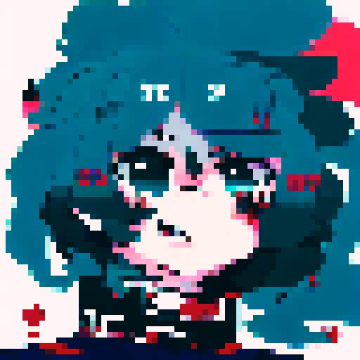 anime style, pixel art, close up of a character's face, vibrant colors, expressive eyes, flowing hair, flawless skin, intricate details, 100x100 grid, NFT, digital art, unique style, captivating composition