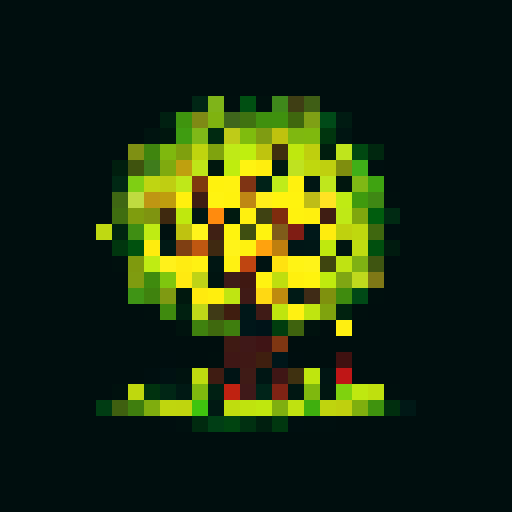 large, powerful creature with intertwined vines and roots, sharp thorns, glowing yellow eyes, fierce expression, menacing grace, pixel art, sRGB