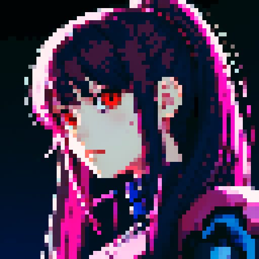 Anime cyberpunk girl, looking to the right slightly, dark plain background