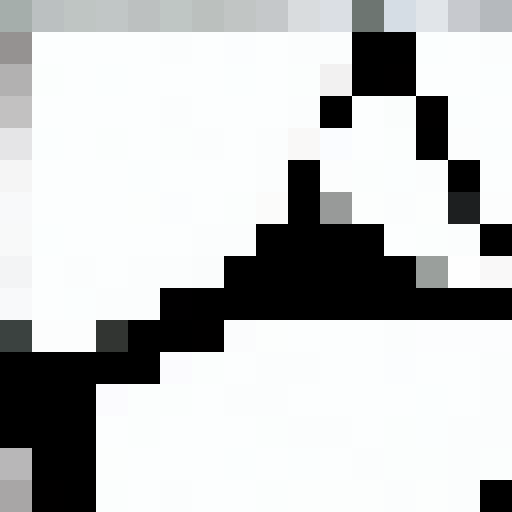 A martini glass tipped over spilling liquid drops rendered in a 16 x 16 pixel portrait