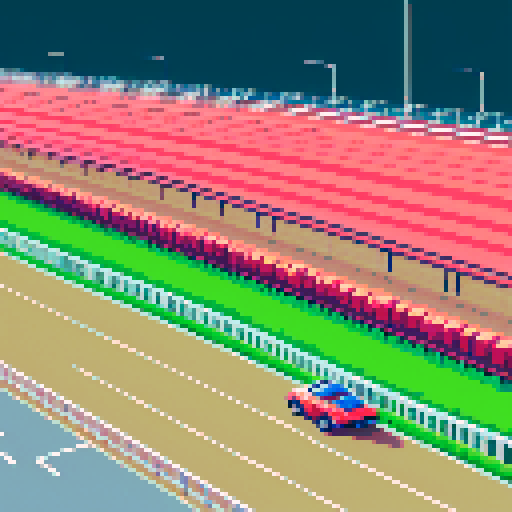 the race track, there are cars, in front of them is a big sign start