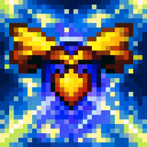 side view, thor's hammer, fiery flames, smashing skill icon, swinging, game icon style, 32x32 pixel art, vibrant sRGB colors, detailed skill art, close-up portrait