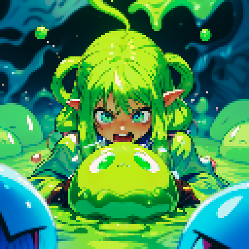slime surging up around someone, slime engulfing a hero, slime consuming a hero, hero getting engulfed by slime, slime attack, dynamic, slime slamming into someone, impact, splashing slime