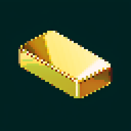 shiny gold bar, video game item icon, pixel art, sRGB