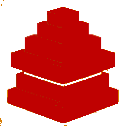 2d Red clay structure. Usable as an asset (clear, thick lines and a white background). Put a black stroke around the composition