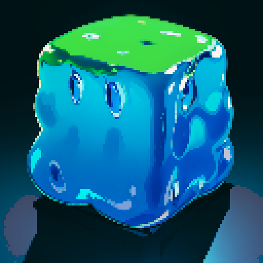 Blue Slime cube, Gelatinous cube, giant Slime, big slime, big slime cube