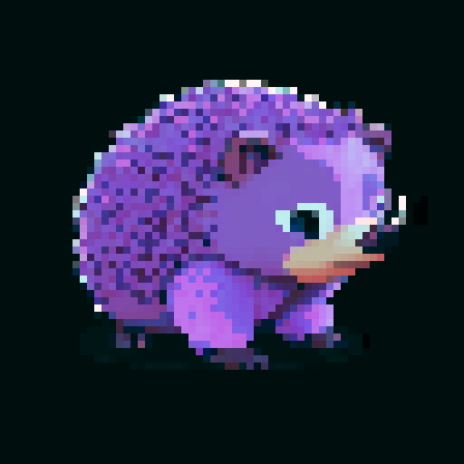 Create a high quality, front facing profile pic of a hedgehog that has a standout color palette and qualities that look professionally done. 