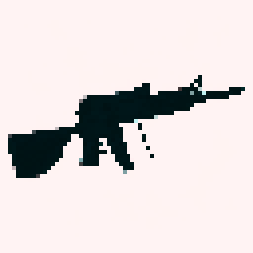 M4A1 Rifle icon, white background, black icon, pixel art
