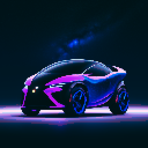 Design the exterior shell of a futuristic super cyber car, incorporating a cosmic-inspired aesthetic. The vehicle should reflect advanced technological innovation and celestial beauty, making it look like it belongs both on the road and among the stars. Focus on creating a visually stunning and aerodynamically efficient design.

The shell should feature a color-changing iridescent finish that mimics the shifting hues of the night sky, with celestial motifs inspired by stars, galaxies, and nebula