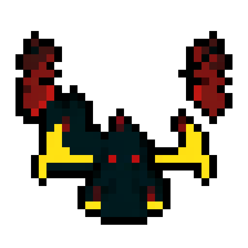 A terrifying demon cloaked in darkness, with smoky tendrils, massive wings, and glowing red eyes. It exudes an aura of fear and dread, blending into the shadows. No background.
