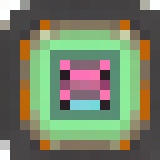 Cute robot with big round eyes, metallic body, and a friendly smile, rendered in a vibrant color palette reminiscent of retro arcade games, framed in a 16x16 pixel art close-up portrait