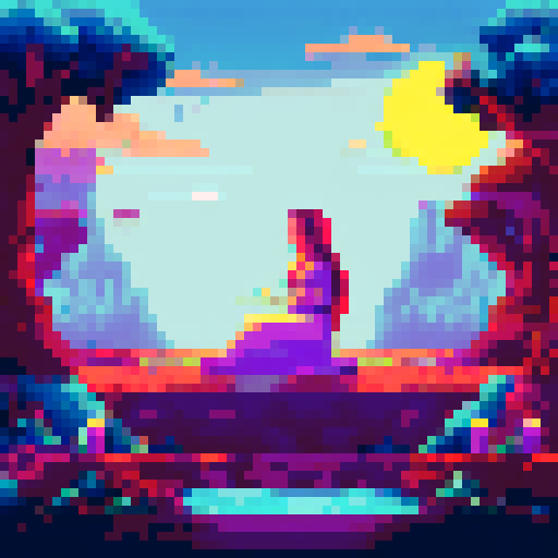 Pixelated scene of a bohemian witch with eclectic fashion, staring into a crystal ball, point of view from the person receiving the fortune, adorned with floating candles and magical herbs.