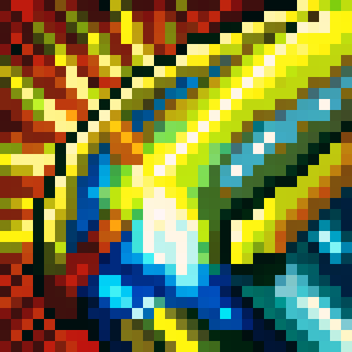 icon sword, vibrant blue, pixelated, game icon, skillfully crafted, intricate details, 32x32 pixels, sRGB colors, close-up view, portrait style, dynamic shading, glossy finish