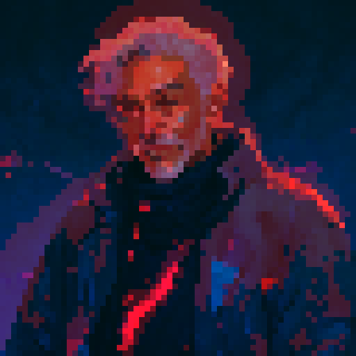 Old man with a long, flowing white beard and a staff, standing in a misty forest surrounded by magical creatures like dragons, fairies, and unicorns, wearing a tattered robe and a pointed wizard hat