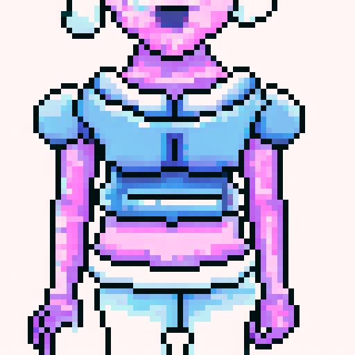 Cozy and sleepy character sprite, purple and blue shades, pixel art style, isometric view, fantasy RPG