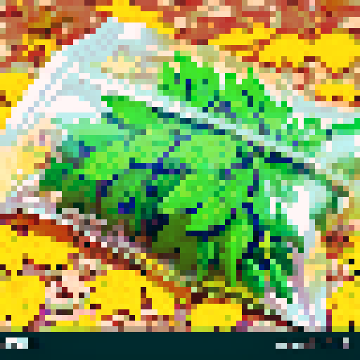 weed, vibrant green leaves, resin-covered buds, transparent bag, pixel art, sRGB