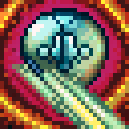 kunai, skillful craftsmanship, metallic gleam, detailed engraving, sharp edges, vibrant colors, pixelated texture, close-up, intense gaze, sRGB palette, game icon