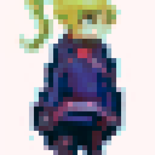 Warrior woman with blonde hair wearing a blue dress.