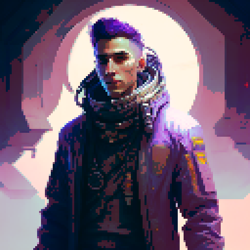 Cyberpunk Necromancer Male Portrait
blue gray purple