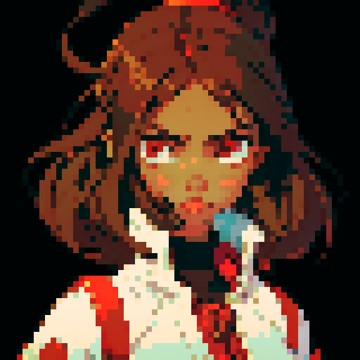 Teenage black girl with light brown hair and red eyes