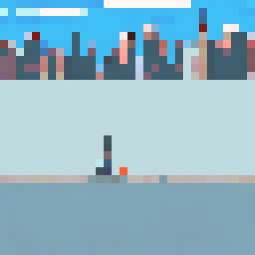 Mars Building with towering, futuristic skyscrapers, bustling pixelated city, ARNE32 palette, otherworldly structures, pixel art, no details