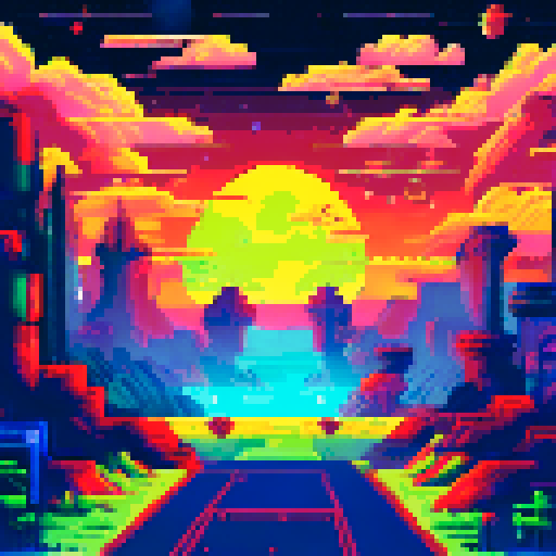 Starry space background, pixel art, sRGB, landscape, computer terminal, "Stardust Reflections" typed, main character's reflection on screen, vibrant colors, glowing stars, retro-inspired, detailed night sky, twinkling constellations, illuminated planets, cosmic hues, immersive depth, celestial atmosphere