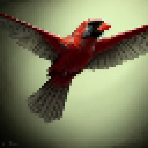 flying cardinal in the style of HR Giger