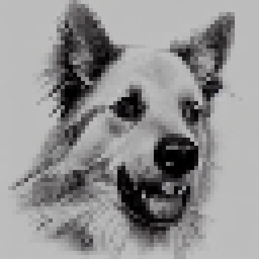 beautiful light gray line drawing of a golden retriever dog playing in portrait orientation, no background