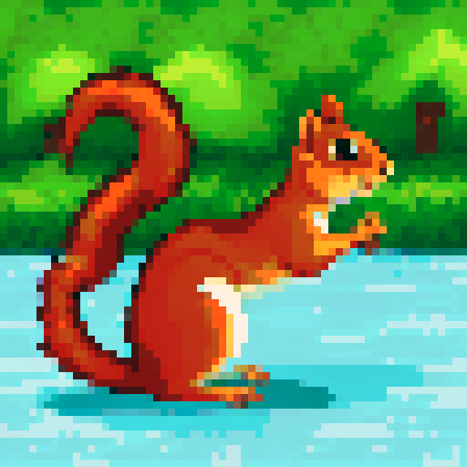 sideview of a squirrel standing still, spritesheet sideview
