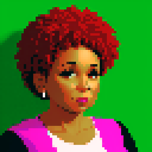 portrait, sprite art, middle aged black woman, average, folksy