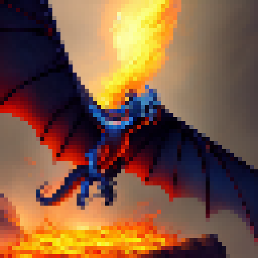 Fiery dragon soaring over a medieval castle, with shimmering scales, sharp claws, and glowing eyes, breathing scorching flames in a fantasy RPG style.