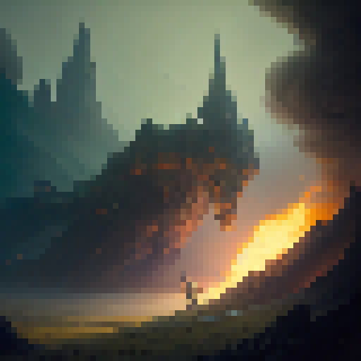 Medieval, mythical, and epic.

        King Arthur, wielding Excalibur, charges towards a fire-breathing dragon amidst a sprawling green landscape with a castle in the background, all depicted in a grand and detailed medieval style.