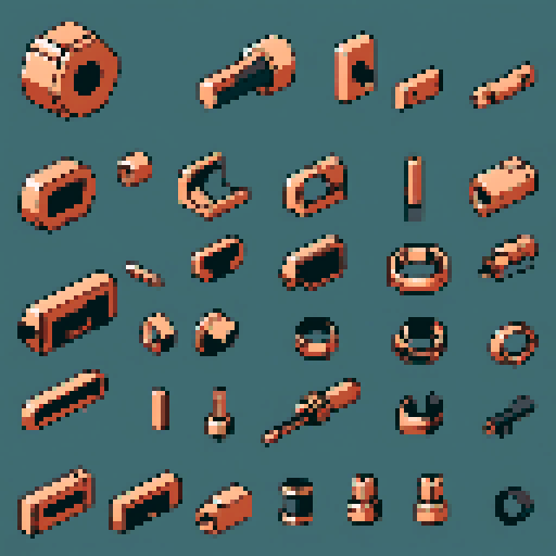 I want a horizontally wide copper attachment port. It should accept a circular object. I want this object usable an asset in a videogame, meaning only one object per image, outlined with a strong black stroke, on a solid-color background.
