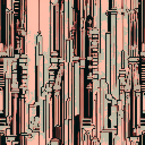 I want a tall vertical copper structure reminiscent of a organ pipe. It should have strange mechanical details that could interlock with each other. I also want this object usable an asset in a videogame, meaning only one object per image, outlined with a strong black stroke, on a solid-color background.