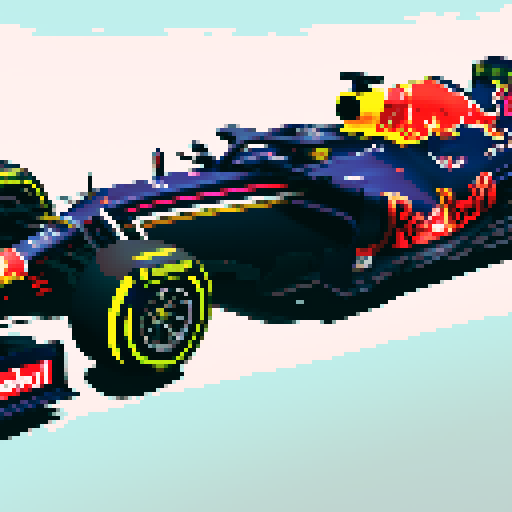 Red bull formula 1 car, pixelated, sRGB