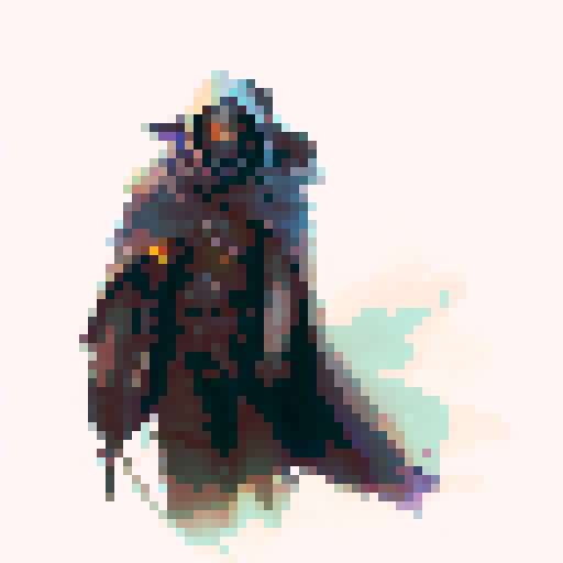 cloaked bandit wielding a knife, fantasy rpg enemy