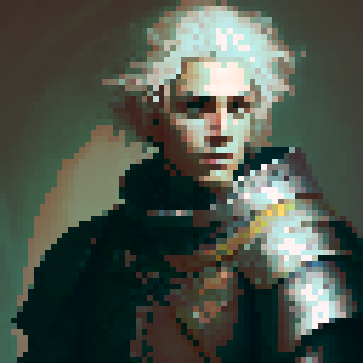 A character who lived in the Middle Ages. A knight in armor. He has no helmet, auburn hair and blue eyes. He's holding a sword in his hand. It looks like a walk