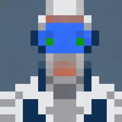 quirky AI assistant, Professor Catalyst, who has white hair, blue eyes, glasses, and wears a labcoat over his collar shirt and tie
