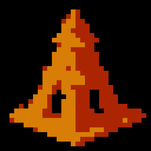 layered triangular red clay shingle tower top. Usable as an asset (clear, thick lines and a white background). Black outline