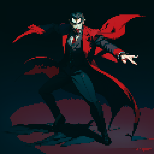 vampire lord, male vampire, full-body image, gentleman, dracula, ready to fight, facing left, action pose