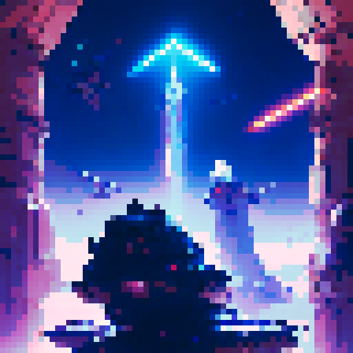 Battle in spaceship, robot who shoots lasers, brave female swordsman wielding lightsaber, epic battle, RPG