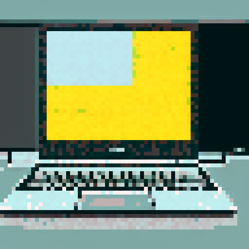 Pixel art drawing that is a laptop or computer with a double screen and that there is a java programming code