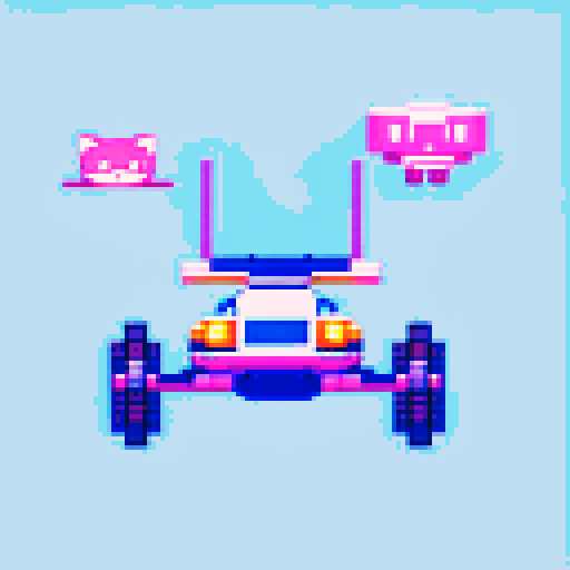 Top-down perspective of a futuristic flying vehicle in the shape of a cat