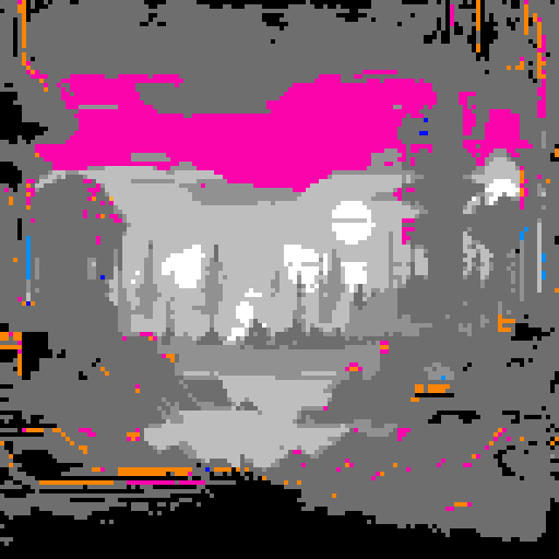 Abandoned factory, dimly lit, eerie atmosphere, glowing moonlight, sRGB, pixel art, background, landscape