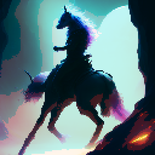 unicorn archetype, thin tail, spiral horn, silhouette in the moonlight, majestic stance, flowing mane, glowing eyes, ethereal glow, mystical forest, enchanting aura