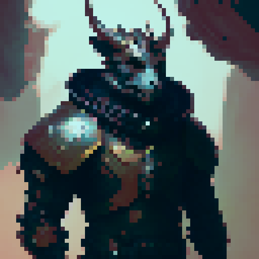 muscular, fierce, bearded, male warrior, wearing intricate plate armor, a menacing helmet with horns, intense gaze