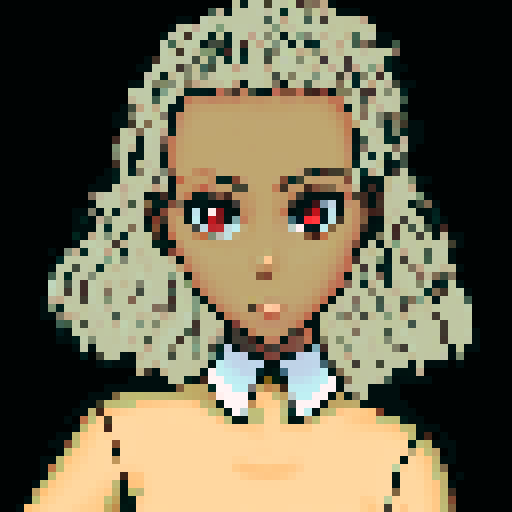 Teenage black girl with light brown hair and red eyes