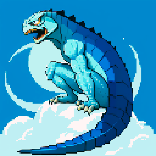blue and white basilisk looking at the moon hoping to reach their one day, he kinda looks like machamp 
